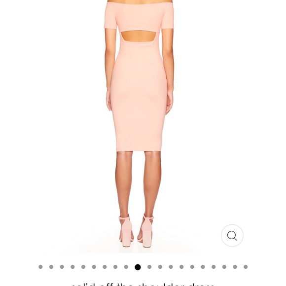 Susana Monaco Dresses & Skirts - Susana Monaco solid off-shoulder dress PEACH midi back cutout bra-friendly S
